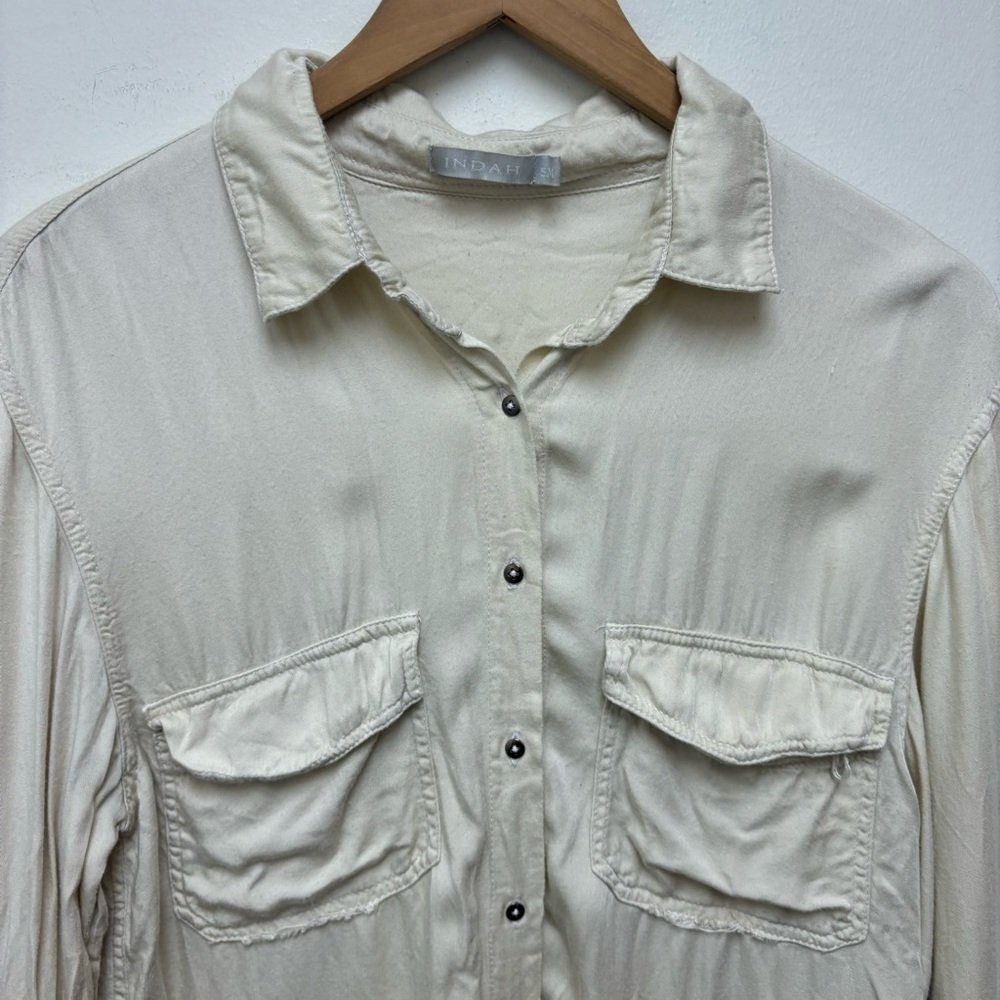 Indah Emma Opal Solid Long Sleeve Button Front Sh… - image 7